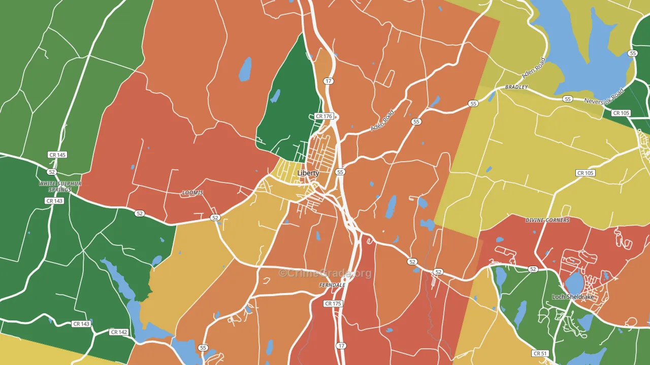 Liberty, NY Map of Theft Rates