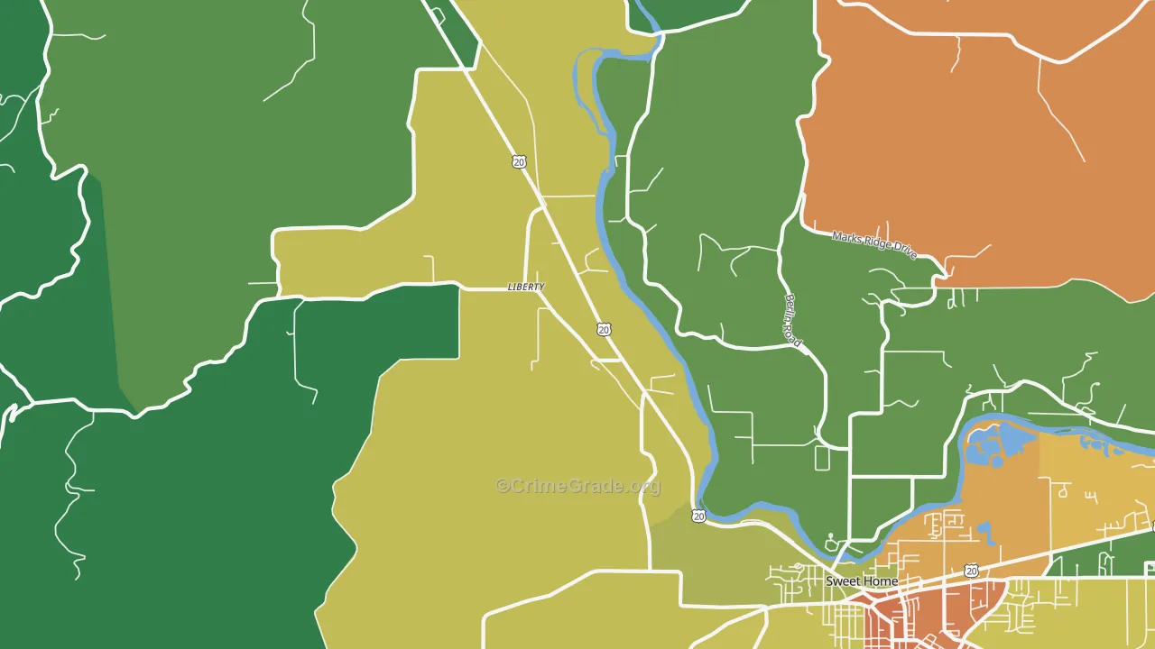 Liberty, OR Map of Theft Rates