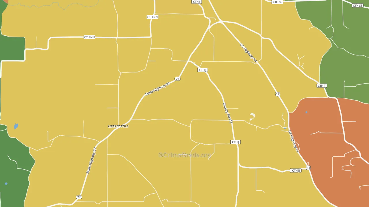 Liberty Pole, WI Map of Theft Rates