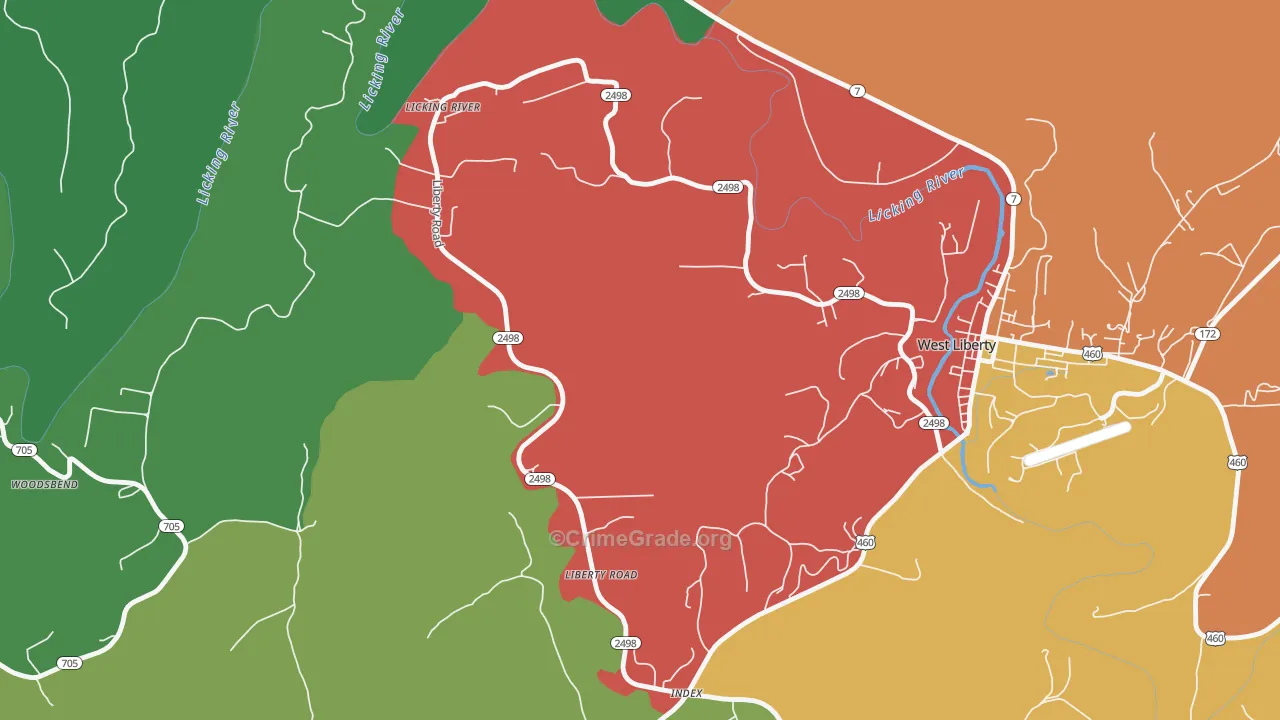 Liberty Road, KY Map of Theft Rates