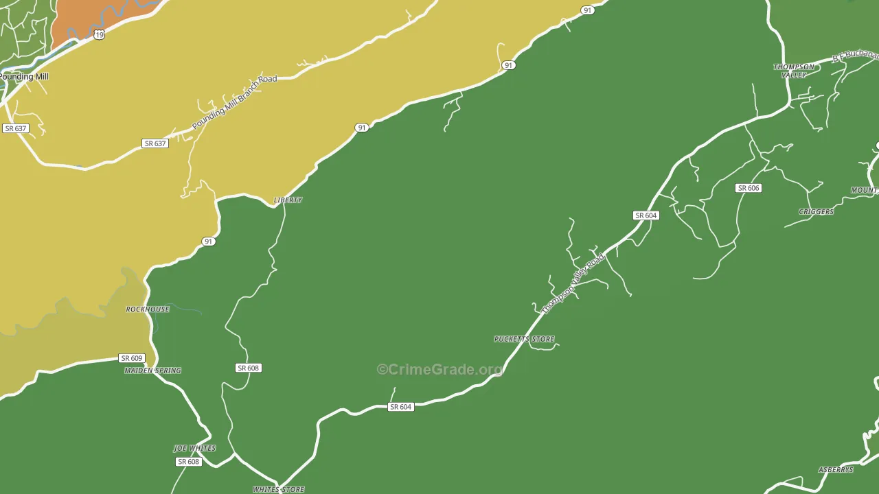 Liberty, VA Map of Theft Rates