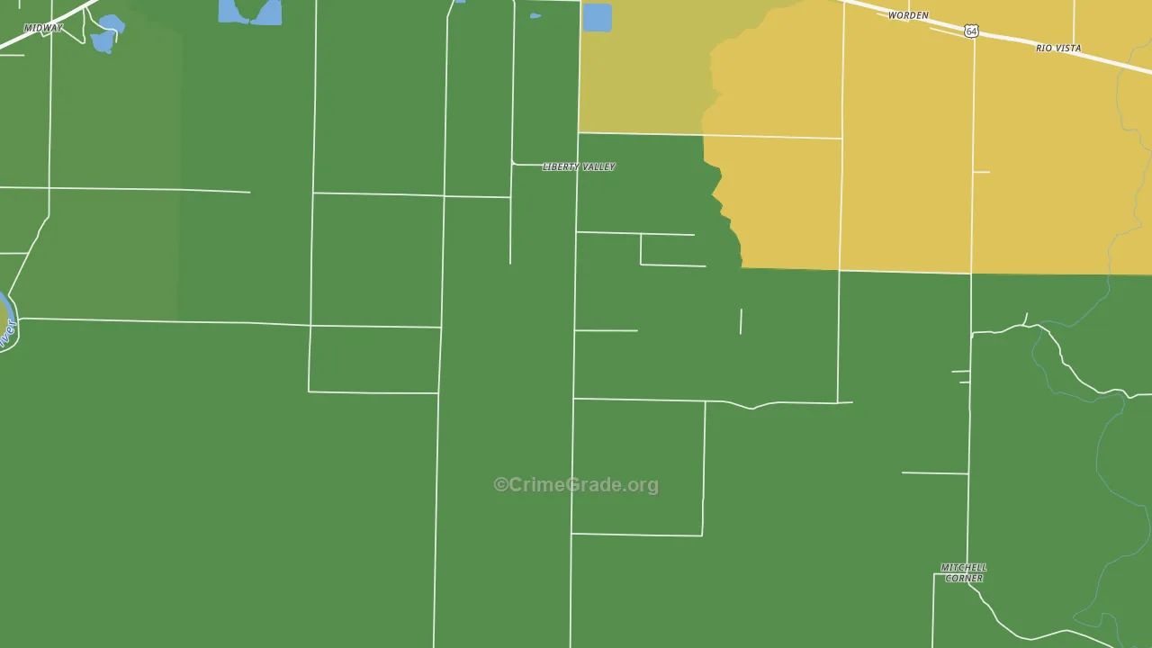 Liberty Valley, AR Map of Theft Rates