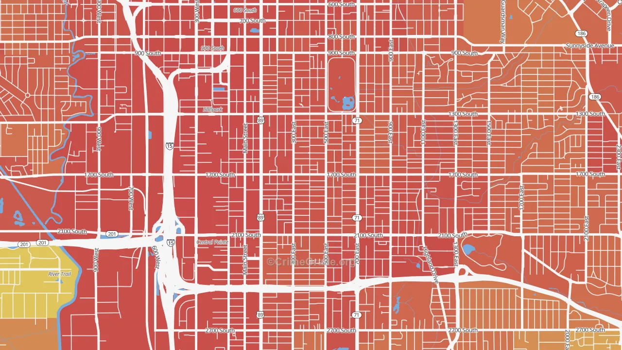 Liberty Wells, Salt Lake City, UT Map of Theft Rates