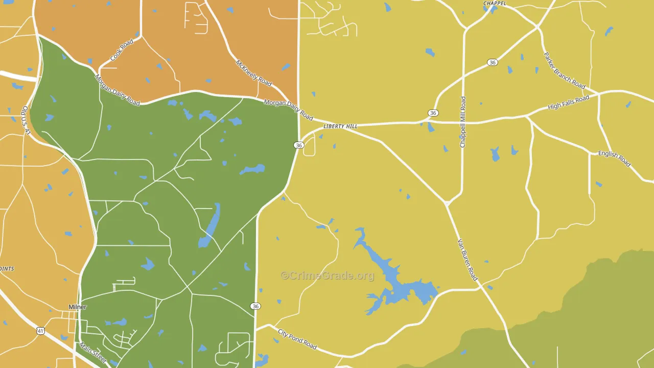Libertyhill, GA Map of Theft Rates