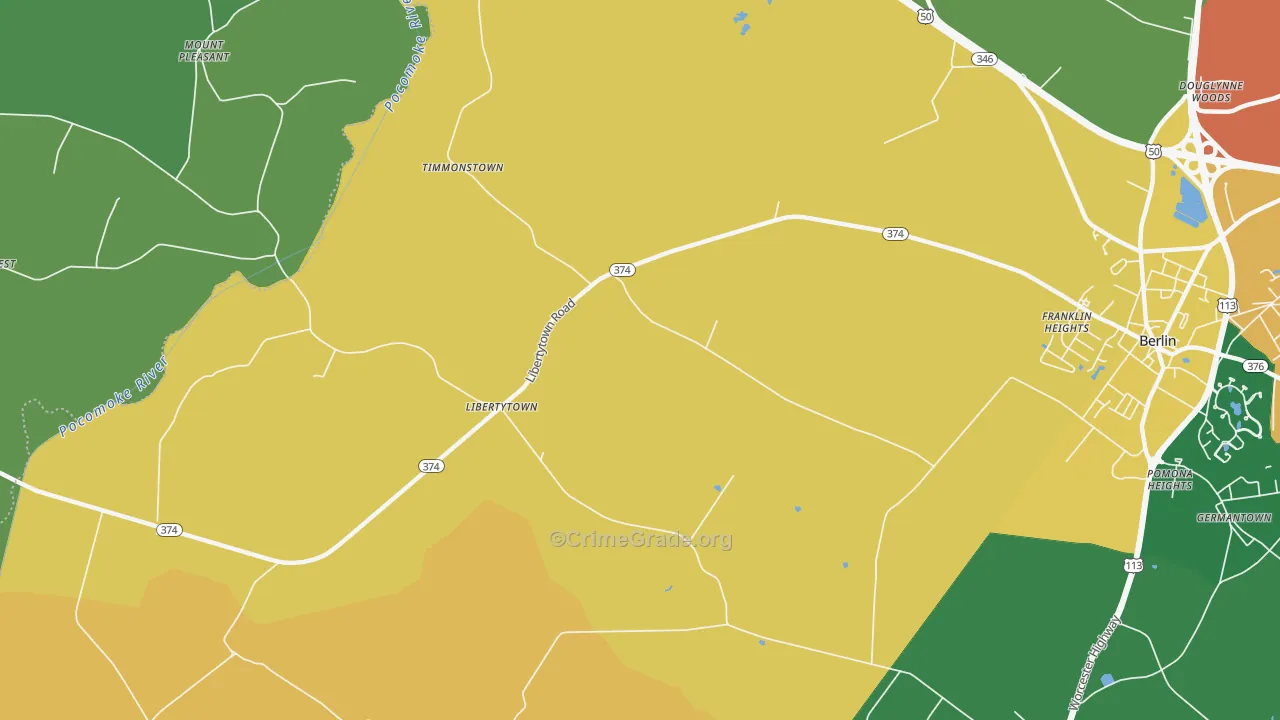 Libertytown, MD Map of Theft Rates