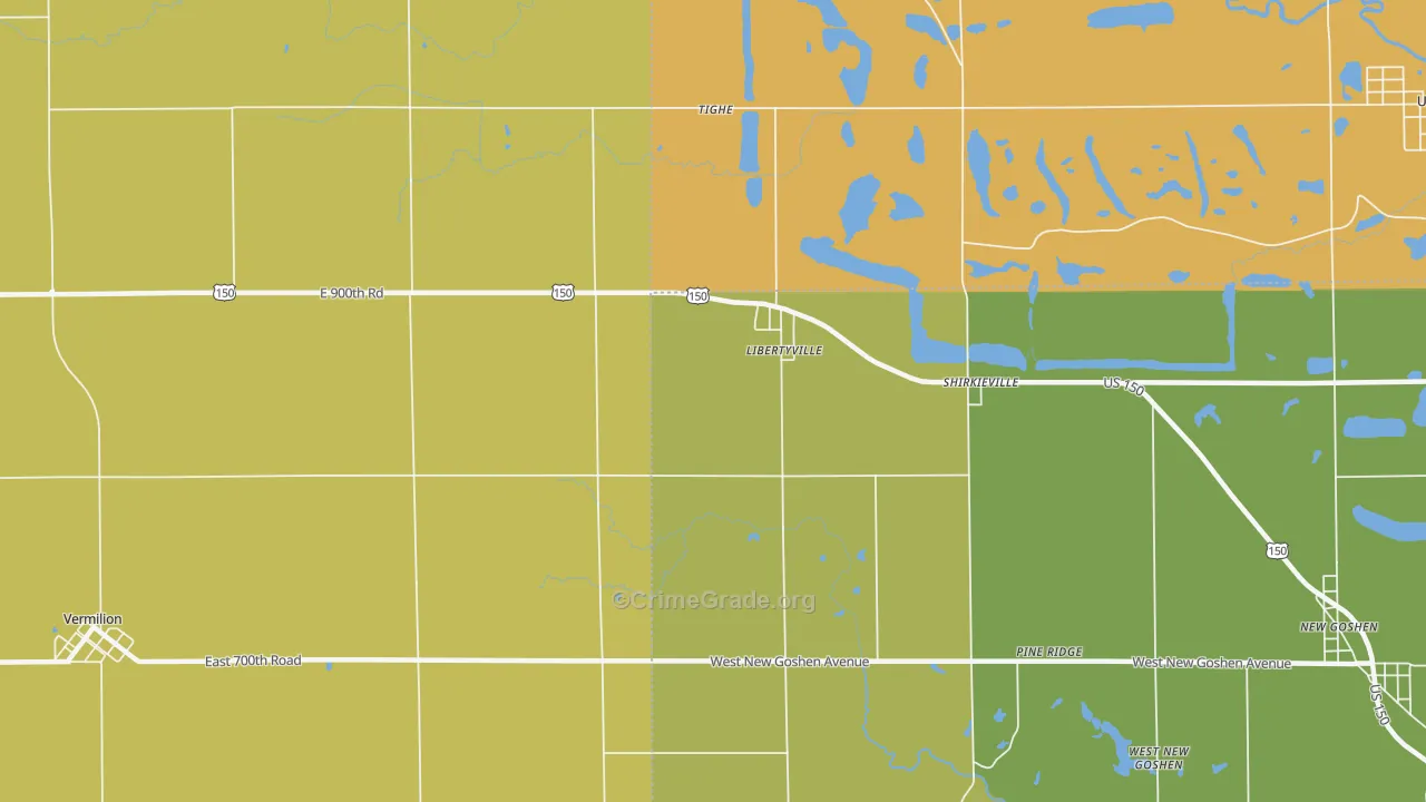 Libertyville, IN Map of Theft Rates