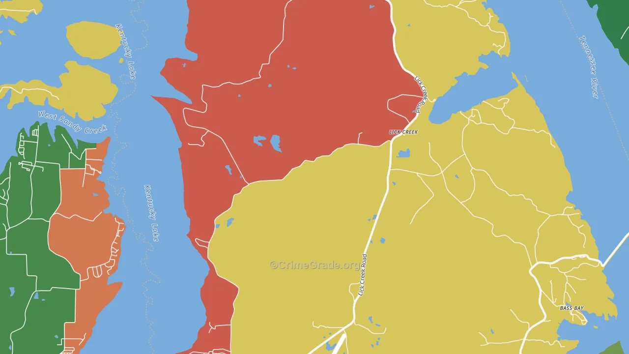 Lick Creek, TN Map of Theft Rates