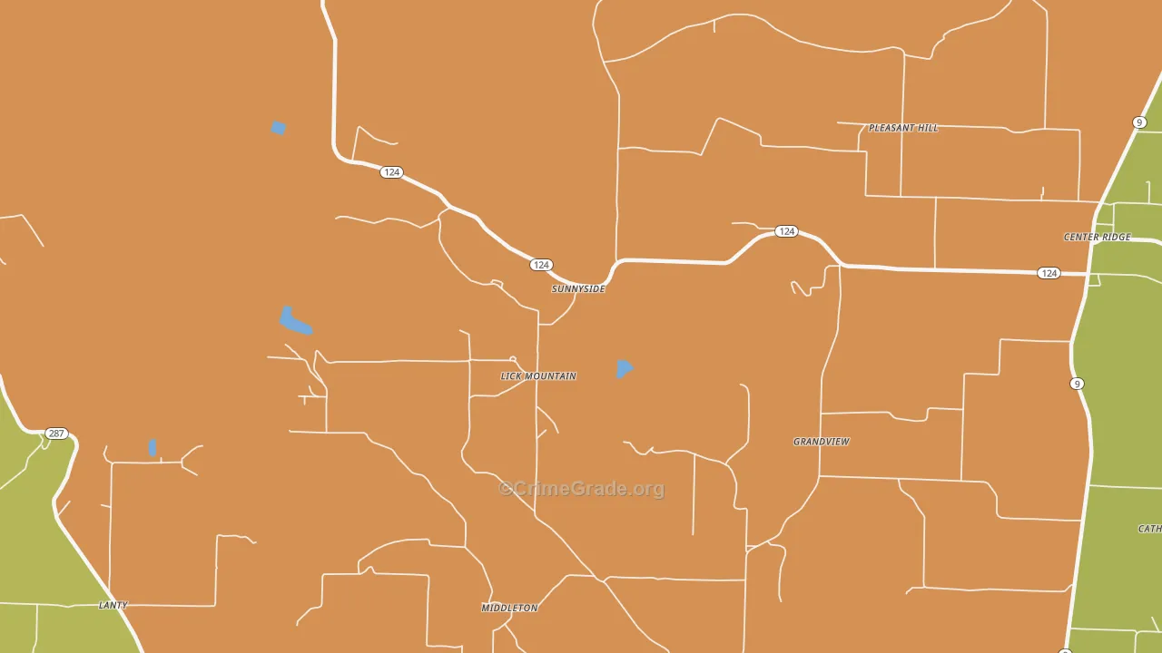 Lick Mountain, AR Map of Theft Rates