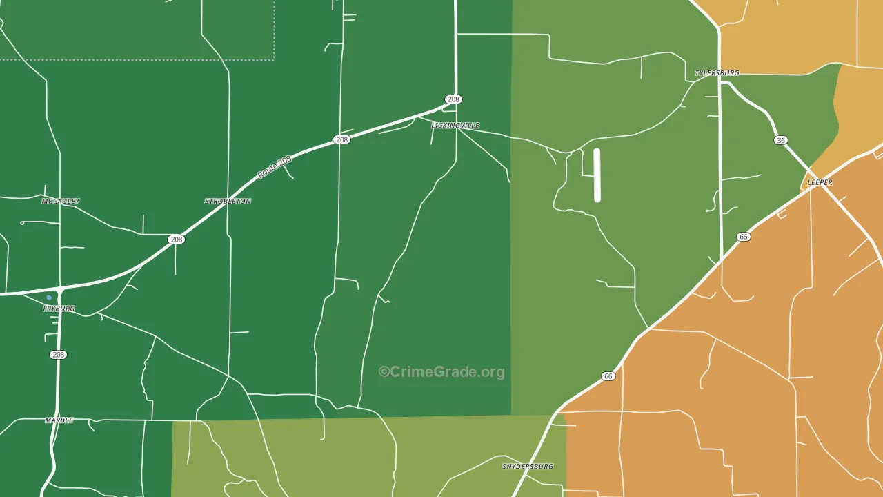 Lickingville, PA Map of Theft Rates