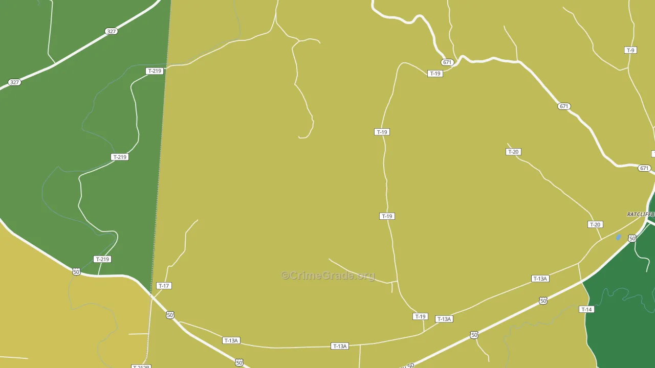 Lickskillet, OH Map of Theft Rates