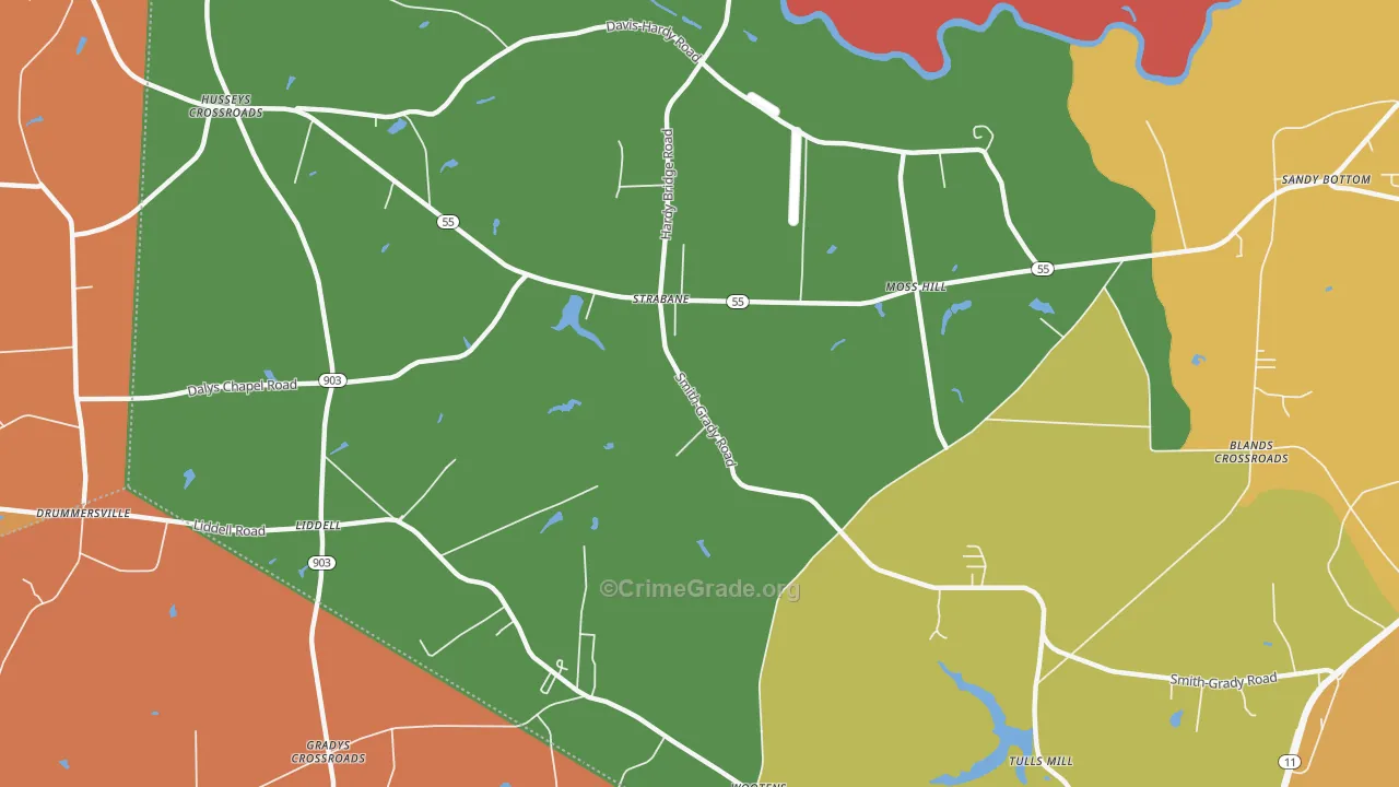Liddell, NC Map of Theft Rates