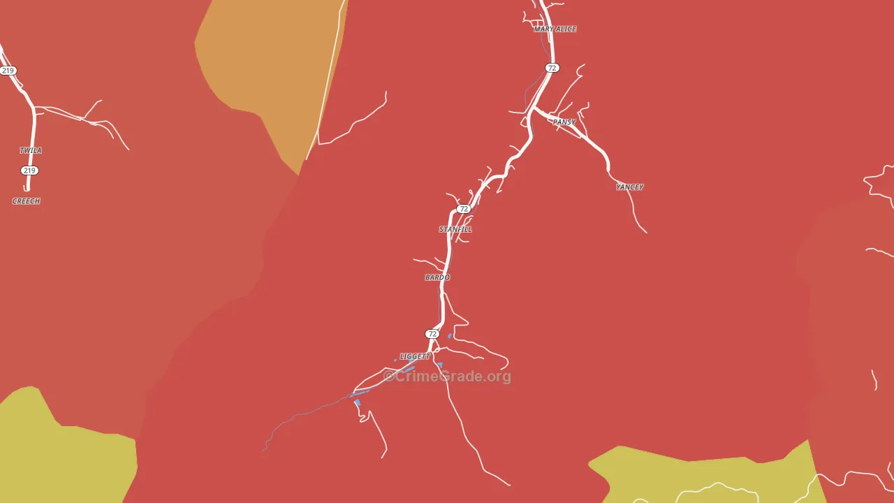 Liggett, KY Map of Theft Rates
