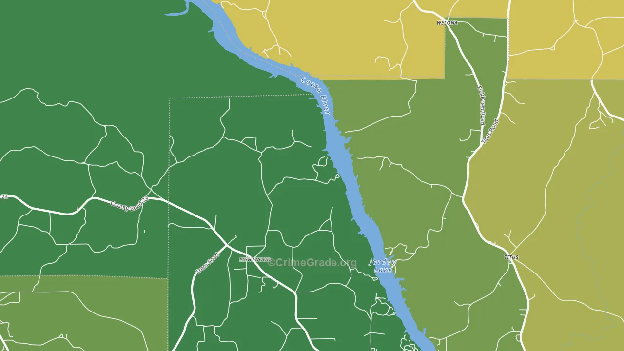 Lightwood, AL Map of Theft Rates