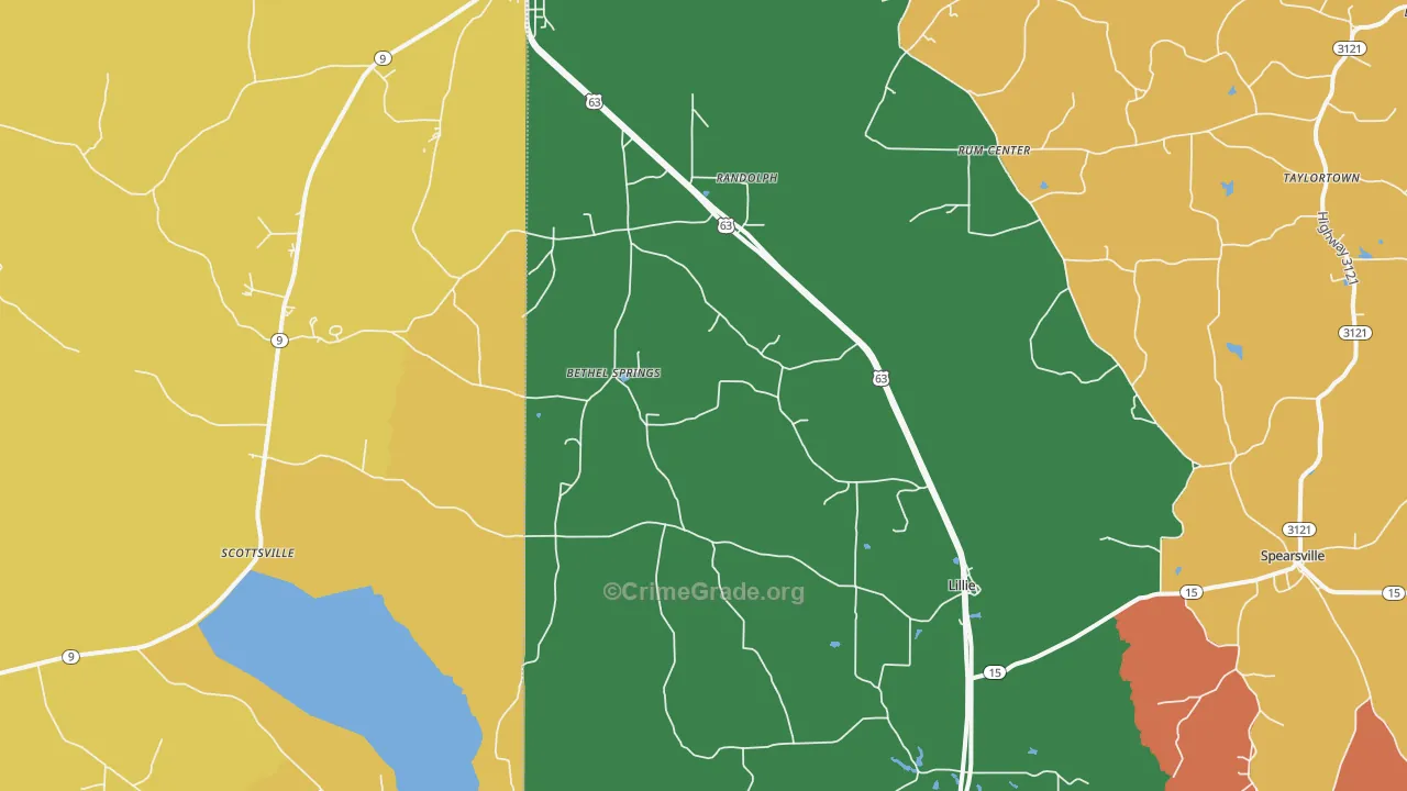 Lillie, LA Map of Theft Rates