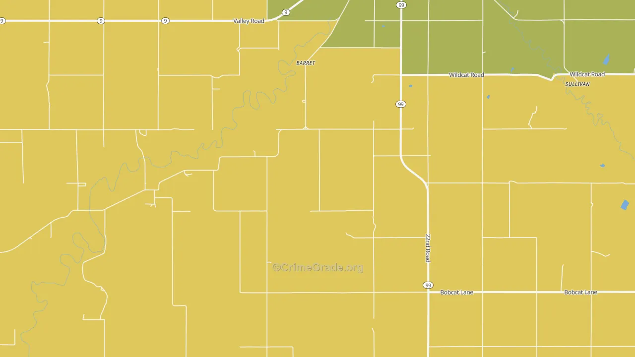 Lillis, KS Map of Theft Rates