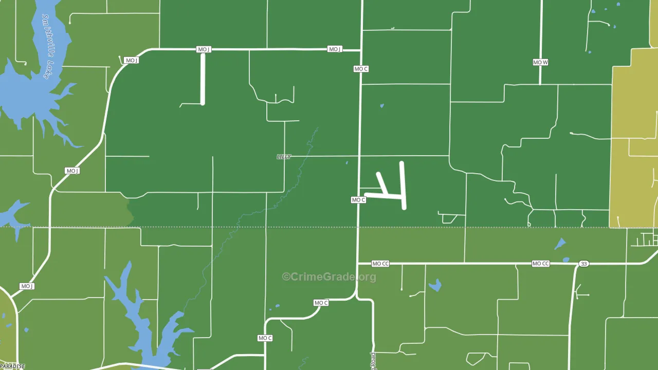 Lilly, MO Map of Theft Rates
