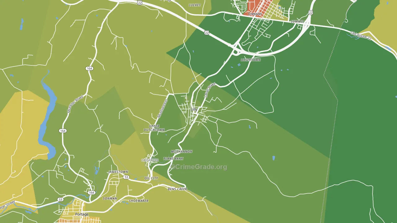 Lilly, PA Map of Theft Rates