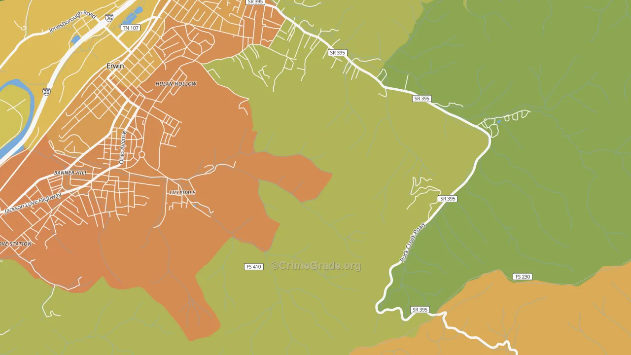 Lillydale, TN Map of Theft Rates