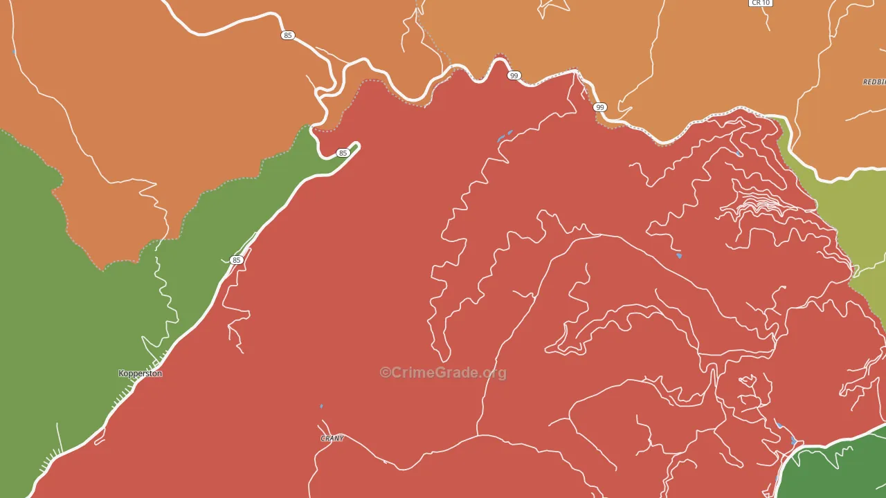 Lillyhaven, WV Map of Theft Rates