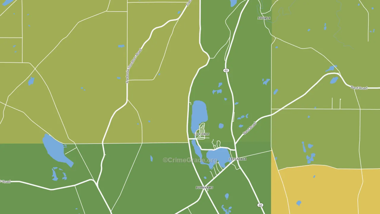Lily Dale, NY Map of Theft Rates