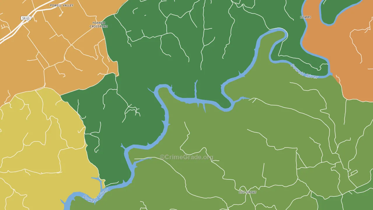 Lily Grove, TN Map of Theft Rates
