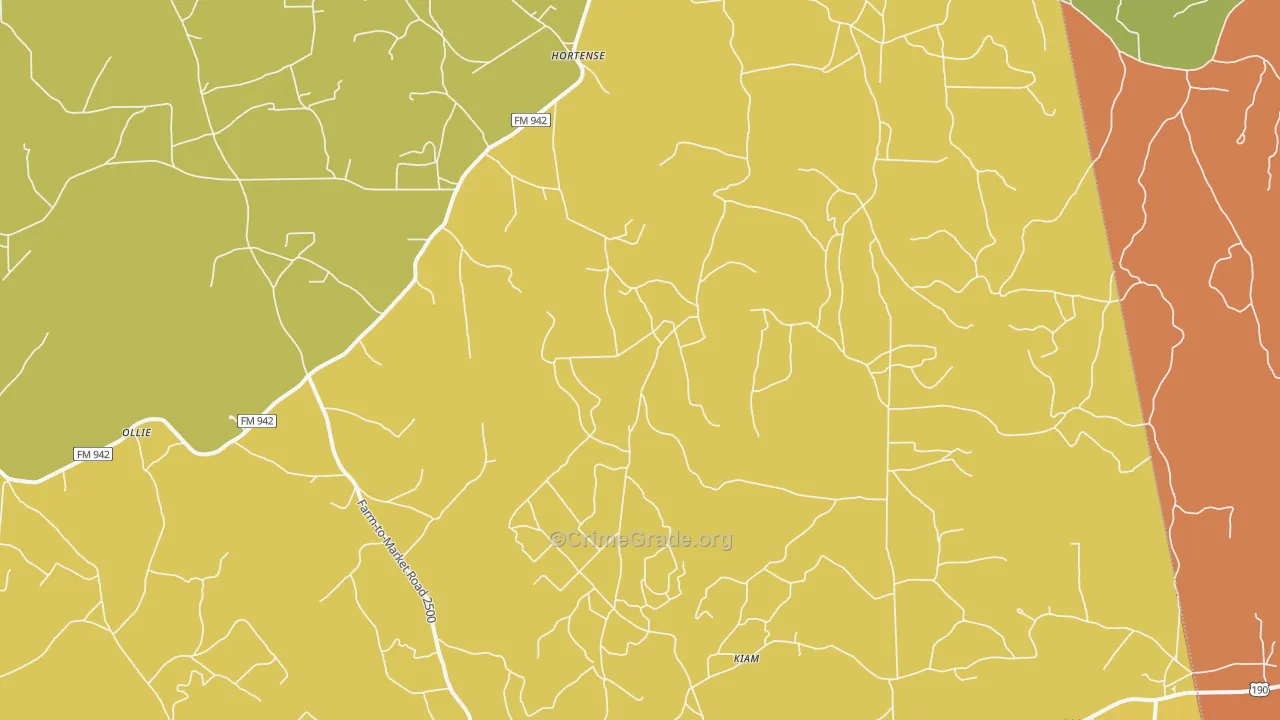 Lily Island, TX Map of Theft Rates