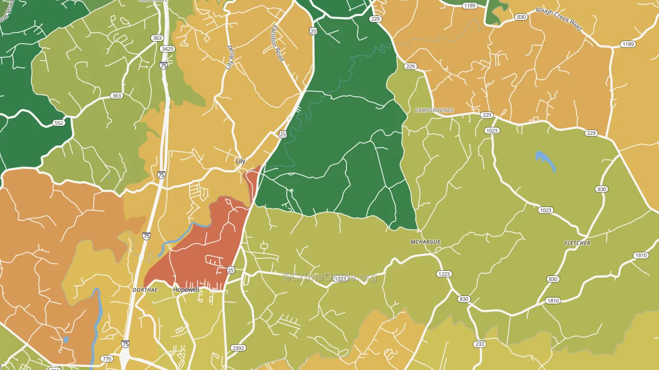 Lily, KY Map of Theft Rates