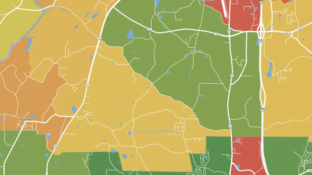 Lily Pond, GA Map of Theft Rates