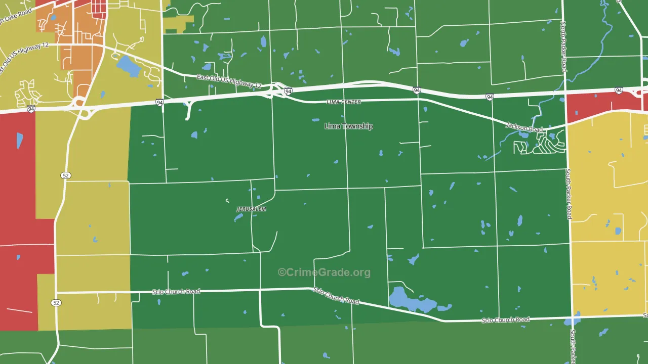 Lima Center, MI Map of Theft Rates