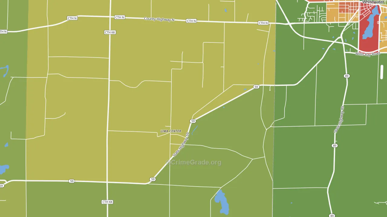 Lima Center, WI Map of Theft Rates
