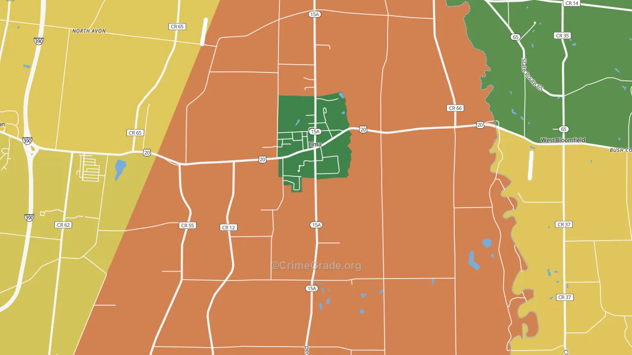 Lima, NY Map of Theft Rates