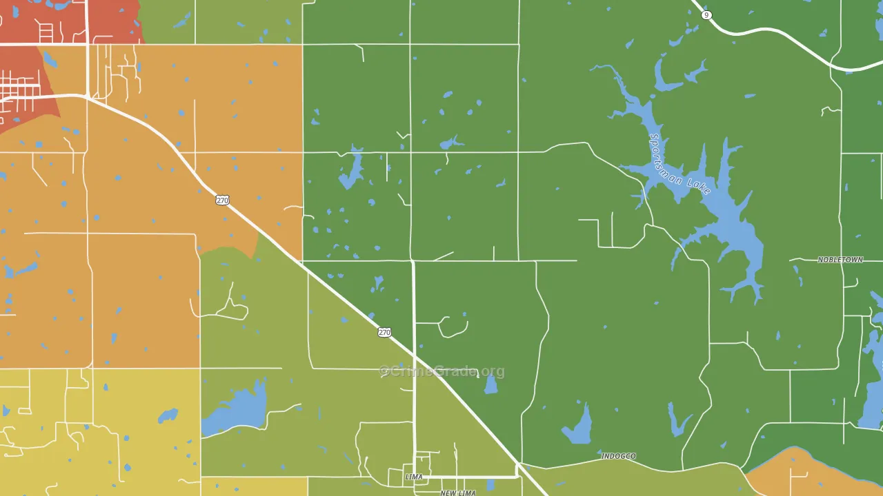 Lima, OK Map of Theft Rates
