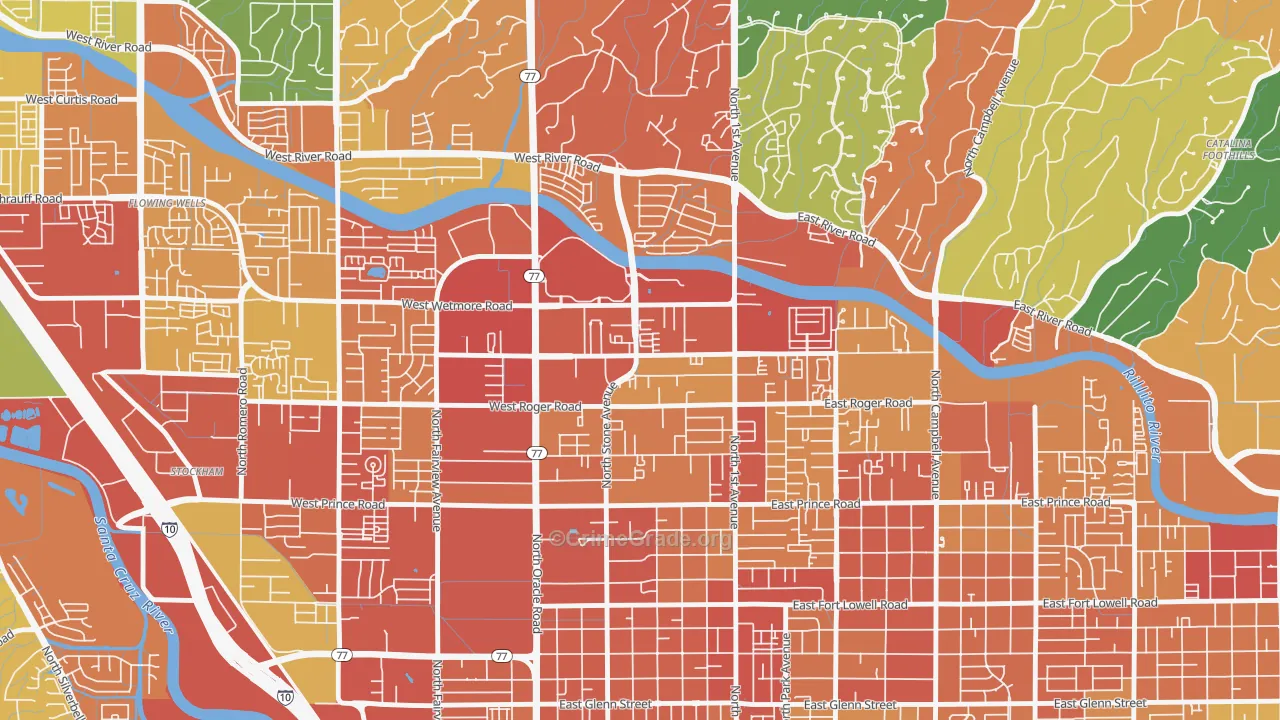 Limberlost, Tucson, AZ Map of Theft Rates