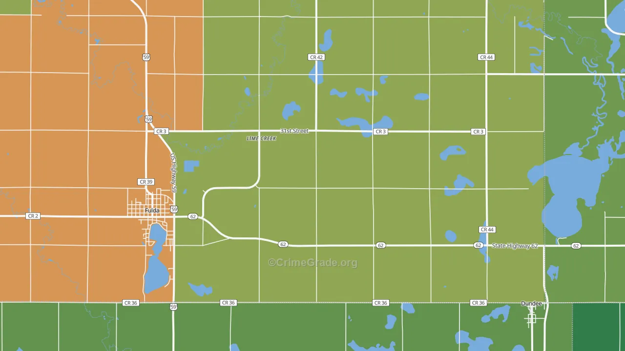 Lime Creek, MN Map of Theft Rates