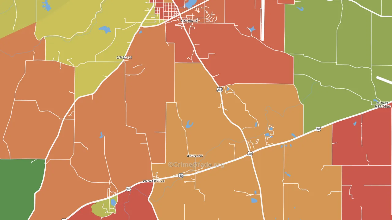 Limedale, IN Map of Theft Rates