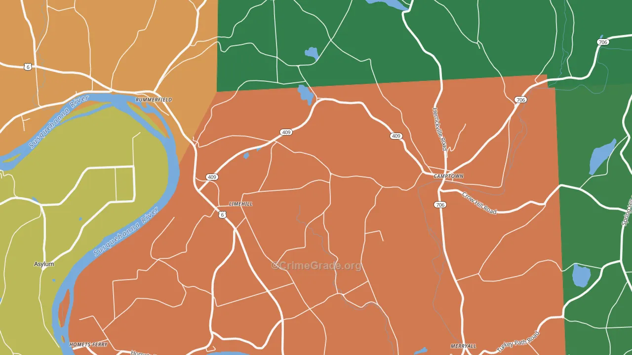Limehill, PA Map of Theft Rates