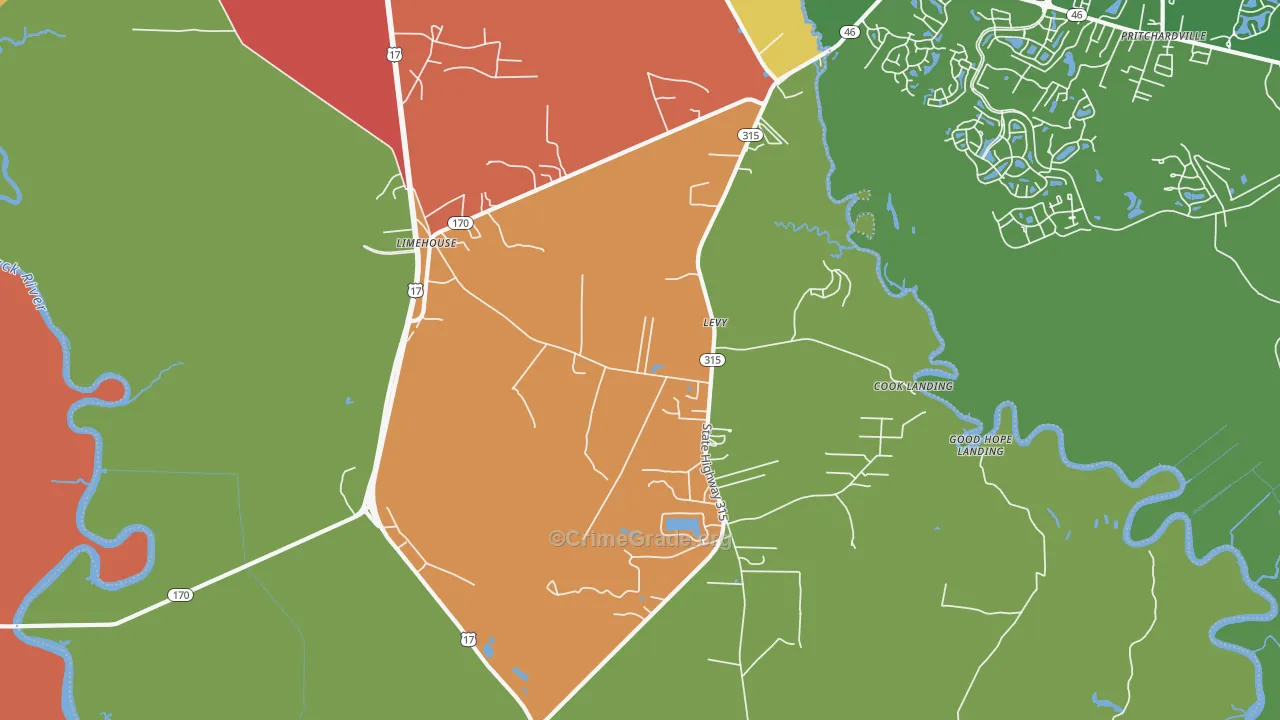 Limehouse, SC Map of Theft Rates