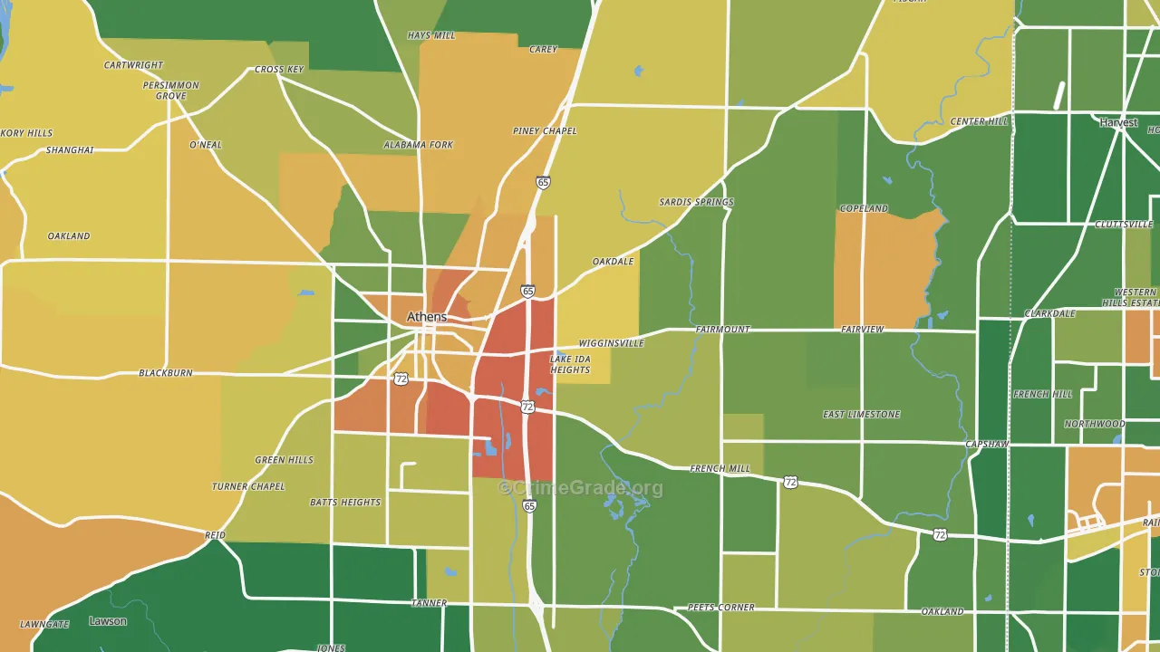 Limestone County, AL Map of Theft Rates