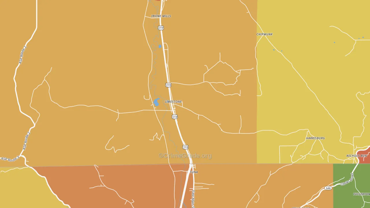 Limestone, NY Map of Theft Rates