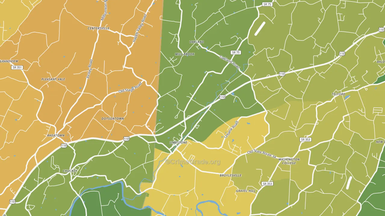Limestone, TN Map of Theft Rates