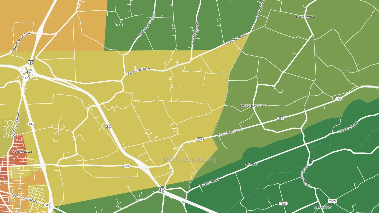 Limestoneville, PA Map of Theft Rates