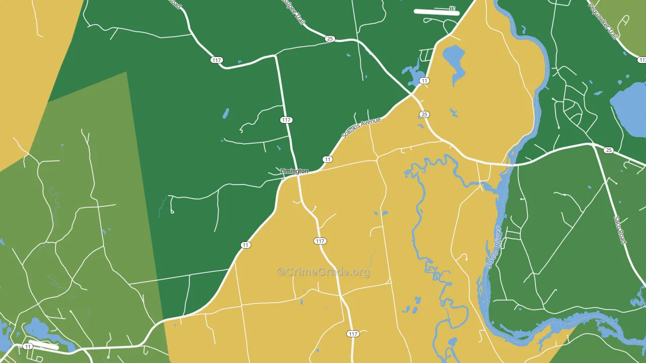 Limington, ME Map of Theft Rates