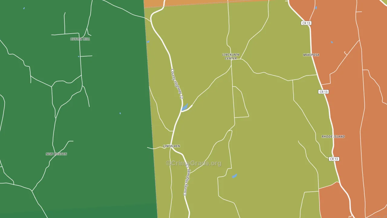 Lincklaen, NY Map of Theft Rates