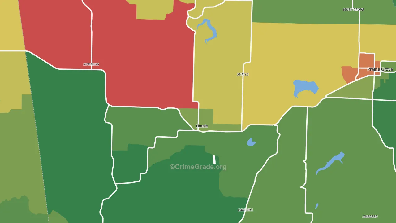 Lincoln, AR Map of Theft Rates