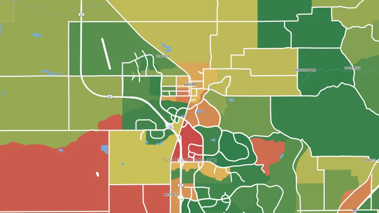Lincoln, CA Map of Theft Rates