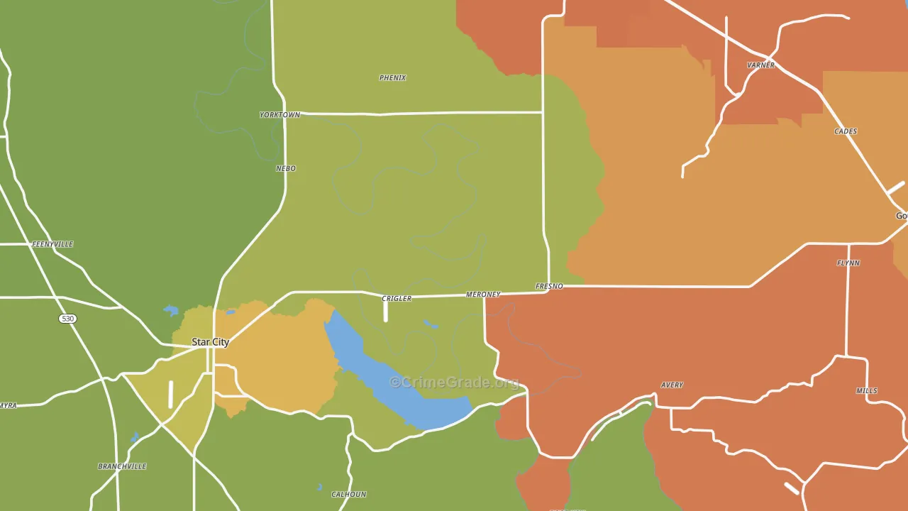 Lincoln County, AR Map of Theft Rates