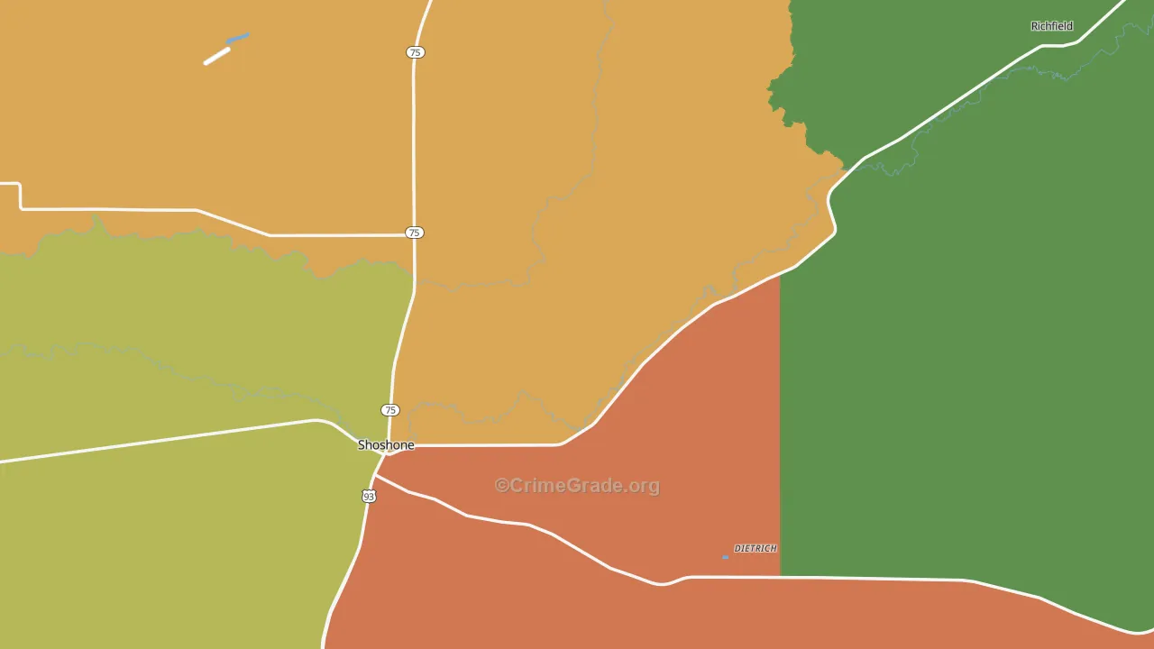 Lincoln County, ID Map of Theft Rates
