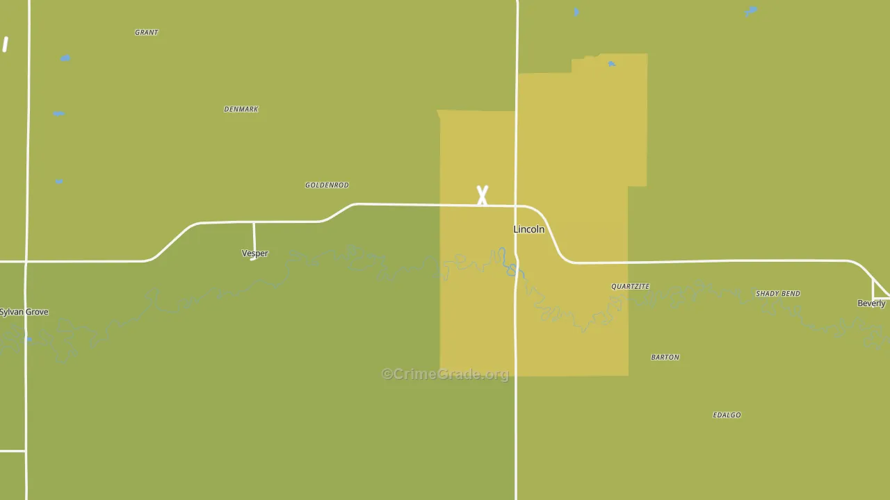 Lincoln County, KS Map of Theft Rates