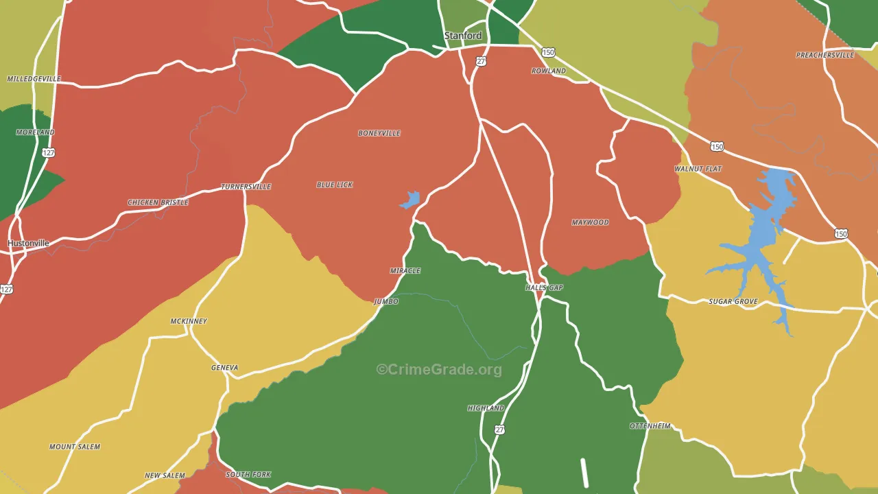Lincoln County, KY Map of Theft Rates
