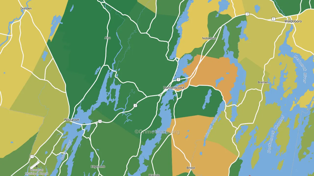 Lincoln County, ME Map of Theft Rates